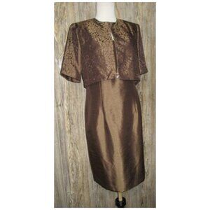 Jessica Howard Cocktail Dress Womens Sz 12P Brown Sleeveless Mother of Bride